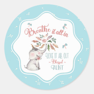 Sticker Rond Cadeau de la tante Eléphant et libellule