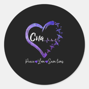 Sticker Rond Cadeau de l'infirmière Amour CNA Peace Love Live