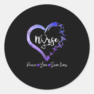 Sticker Rond Cadeau de l'infirmière  Amour Infirmière Paix Amou