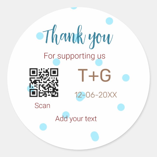 Sticker Rond Cadeau de lune de miel Ajouter code Q R nom du cou (Devant)
