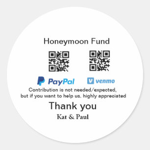 Sticker Rond Cadeau de lune de miel PayPal Venmo code QR merci