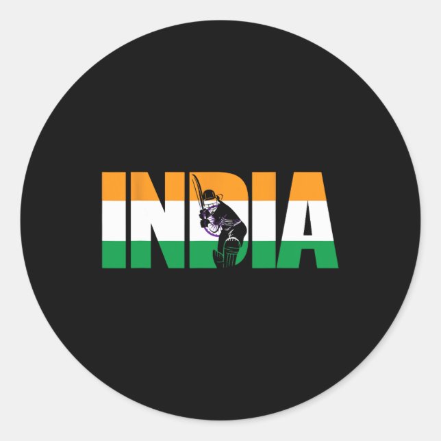 Sticker Rond Cadeau de maillot de cricket d'Inde pour les fans  (Devant)