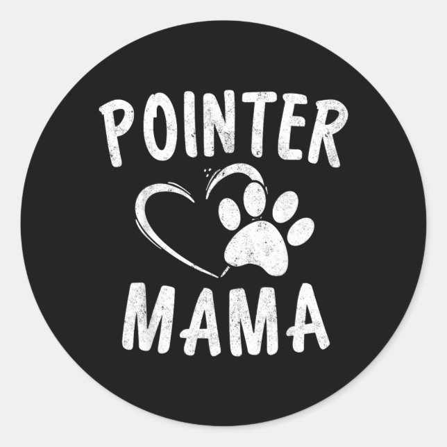 Sticker Rond Cadeau de maman Pointer Amoureux des animaux Vêtem (Devant)
