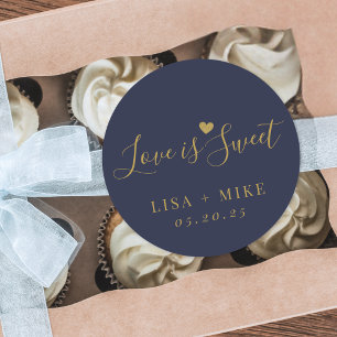 Sticker Rond Cadeau de mariage amour bleu foncé est doux