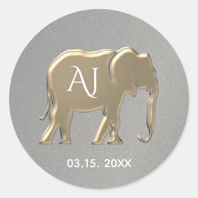 Sticker Rond Cadeau de mariage Argent et Or (Devant)