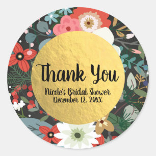 Sticker Rond Cadeau de mariage audacieux funky coloré floral so