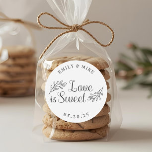 Sticker Rond Cadeau de mariage Botanique Romantique L'amour est