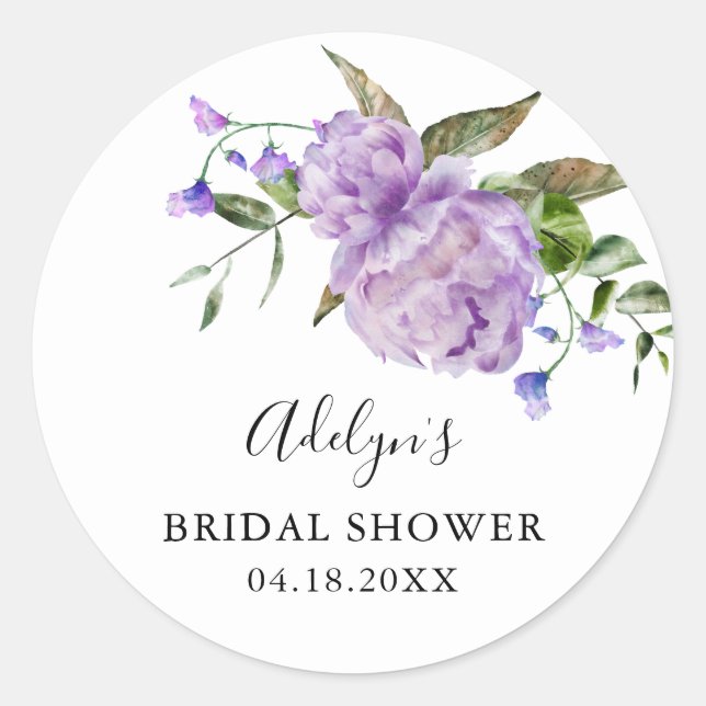 Sticker Rond Cadeau de Mariage Champêtre Fleur Violette   (Devant)