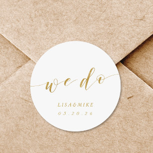 Sticker Rond Cadeau de mariage Classic Gold We Do