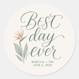 Sticker Rond Cadeau de mariage de destination de plage Meilleur