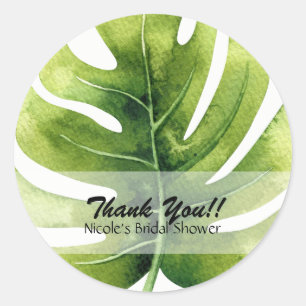 Sticker Rond Cadeau de mariage de fête de Luau d'été de feuille