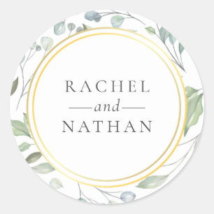 Sticker Rond Cadeau de mariage de feuillage de laurier