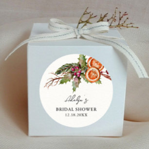 Sticker Rond Cadeau de Mariage de Noël Rustique 