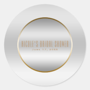 Sticker Rond Cadeau de mariage élégant et glamour argent et or