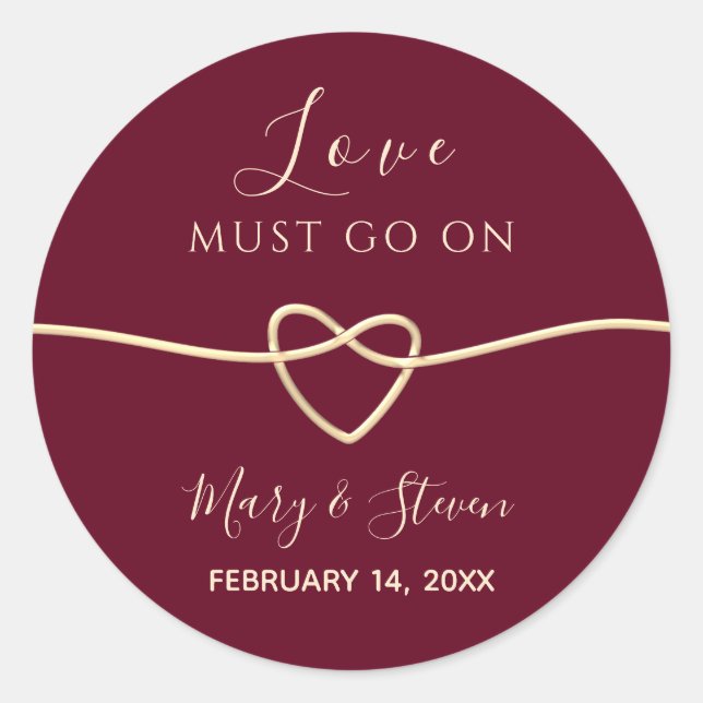 Sticker Rond Cadeau de mariage Elegant Heart (Devant)