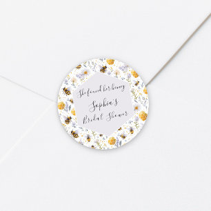 Sticker Rond Cadeau de Mariage Elle a Trouvé Son Miel Abeilles 