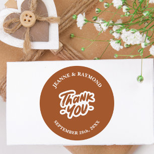 Sticker Rond Cadeau de Mariage en Terracotta avec Calligraphie 