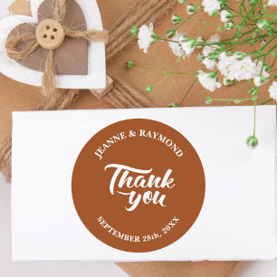 Sticker Rond Cadeau de Mariage en Terre Cuite Calligraphié Merc