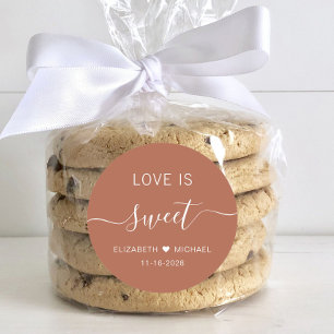 Sticker Rond Cadeau de mariage en terre cuite Love Is Sweet