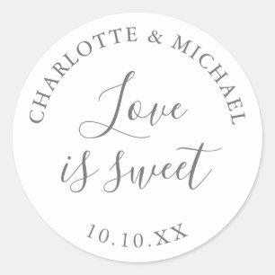 Sticker Rond Cadeau de mariage gris l'amour est doux