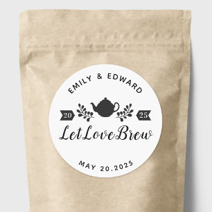 Sticker Rond Cadeau de mariage Let Love Brew Tea