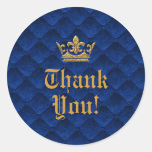 Sticker Rond Cadeau de mariage Livre illustré Couronne Or et Bl
