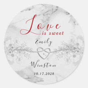 Sticker Rond Cadeau de mariage Love is Sweet