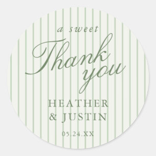 Sticker Rond Cadeau de Mariage Merci Doux en Vert