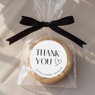 Sticker Rond Cadeau de Mariage Minimaliste Merci