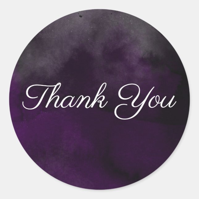 Sticker Rond Cadeau de mariage moderne aquarelle prune pourpre  (Devant)