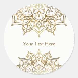Sticker Rond Cadeau de mariage moderne classe Mandala doré