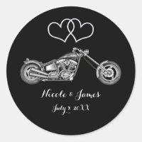 Cadeau de mariage motard pour moto et coeurs argen