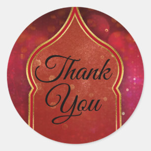 Sticker Rond Cadeau de mariage Nuits marocaines Rouge & Or