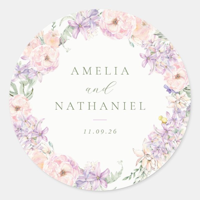 Sticker Rond Cadeau de mariage Pastel Garden (Devant)