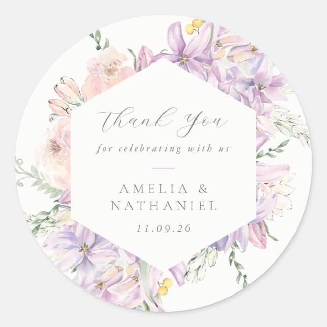 Sticker Rond Cadeau de mariage Pastel Garden (Devant)
