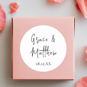 Sticker Rond Cadeau de mariage personnalisé avec noms en noir e