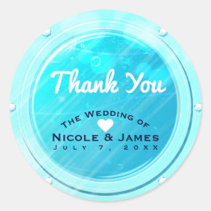 Sticker Rond Cadeau de mariage pour croisière en mer, plage et 