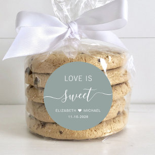 Sticker Rond Cadeau de Mariage Sauge Vert Douceur de l'Amour