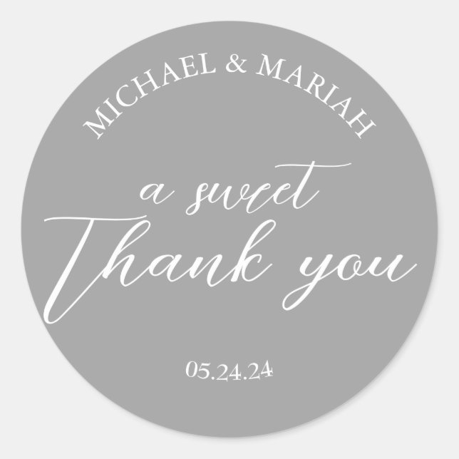 Sticker Rond Cadeau de Mariage Simple Élégant Merci (Devant)