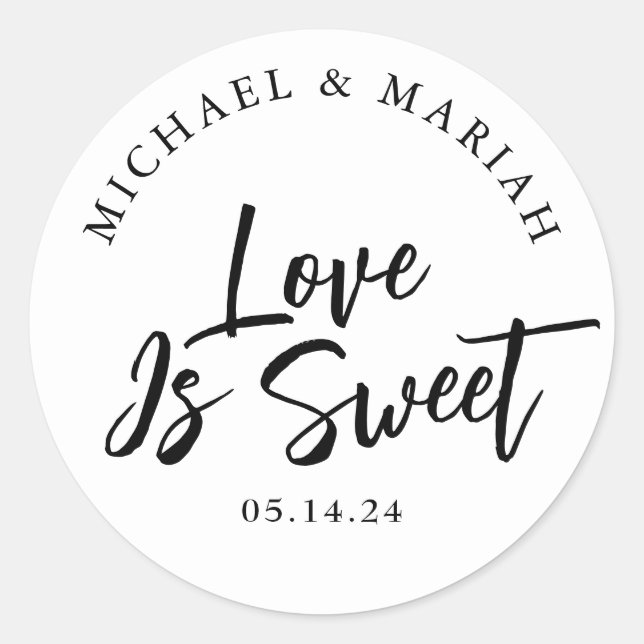 Sticker Rond Cadeau de Mariage Simple Élégant Merci (Devant)