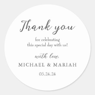 Sticker Rond Cadeau de Mariage Simple Élégant Merci