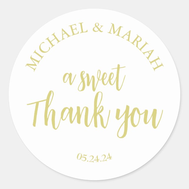 Sticker Rond Cadeau de Mariage Simple Élégant Merci (Devant)