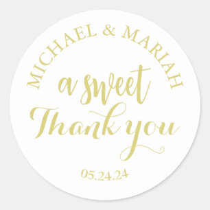 Sticker Rond Cadeau de Mariage Simple Élégant Merci