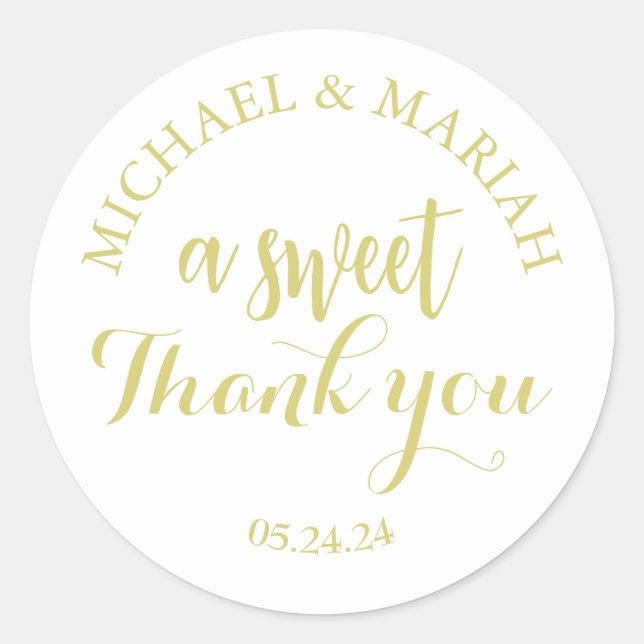 Sticker Rond Cadeau de Mariage Simple Élégant Merci (Devant)