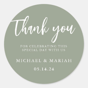 Sticker Rond Cadeau de Mariage Simple Élégant Merci