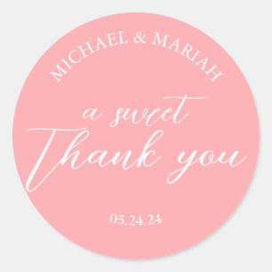 Sticker Rond Cadeau de Mariage Simple Élégant Merci