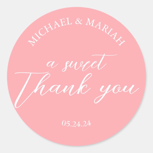 Sticker Rond Cadeau de Mariage Simple Élégant Merci (Devant)