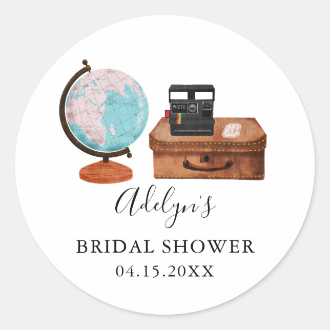 Sticker Rond Cadeau de mariage vintage pour voyage  (Devant)
