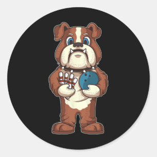 Sticker Rond Cadeau de mascotte de bulldog de quille amateur de