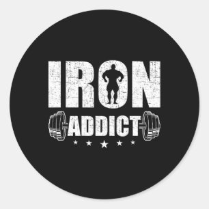 Sticker Rond Cadeau de musculation et d'haltérophilie Co. Iron